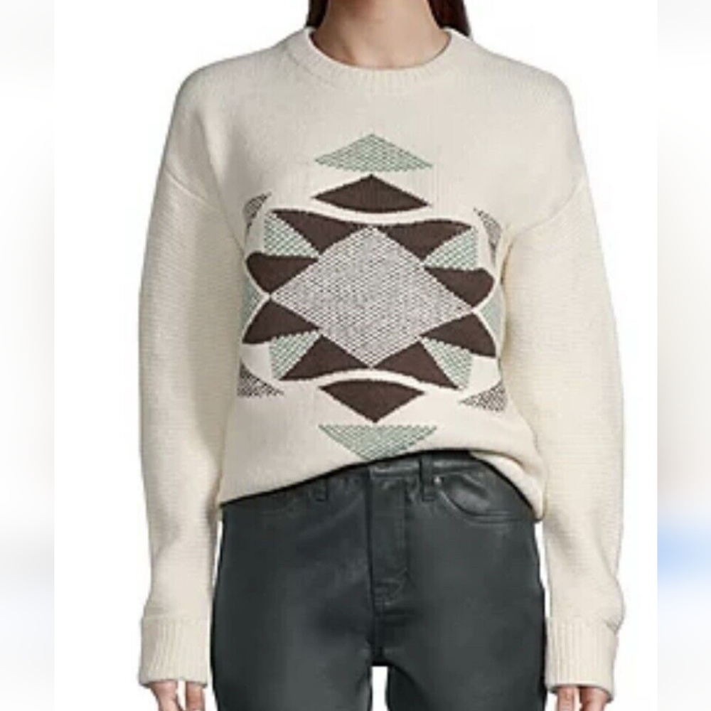 a.n.a Women’s Crew Neck Long Sleeve Geometric Pullover Sweater 3X